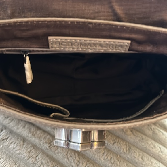 BCBGMaxAzria Gray Shoulder Bag Handbag Braided Handle Cool Turn-Lock Feature - Picture 10 of 17